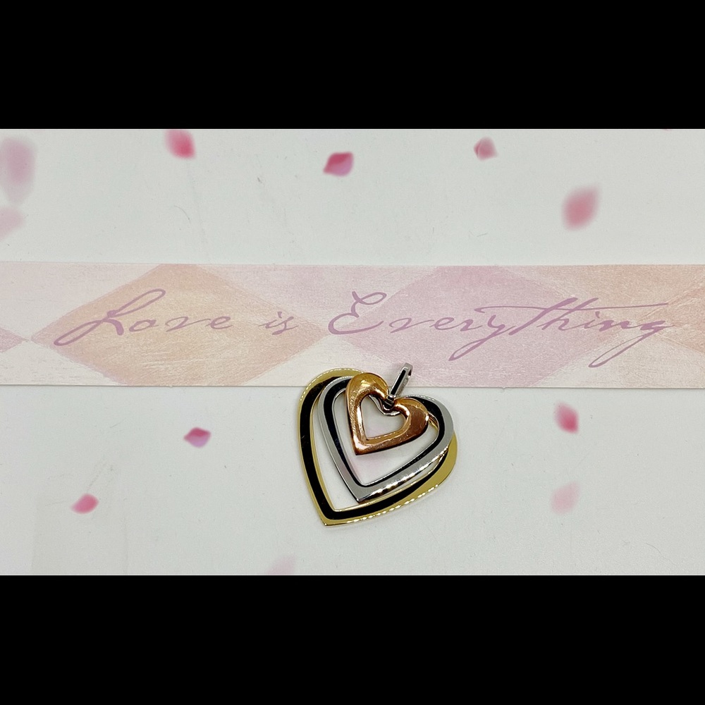 Three Tri Color Open Heart Pendant - Picture 5 of 5